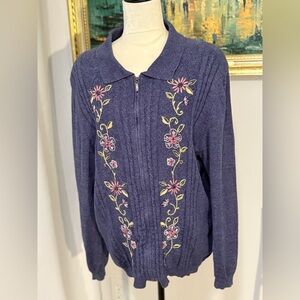 Alfred Dunner 2X Embroidered Cardigan